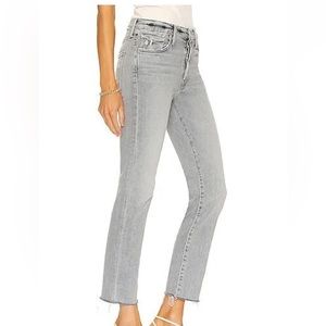NWT Mother Scrapper Cuff Ankle Fray in Shadows in the Grass Gray Crop Jeans 26